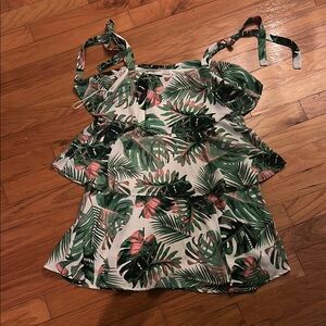 Tropical Leaf Print Sleeveless Women’s Dress